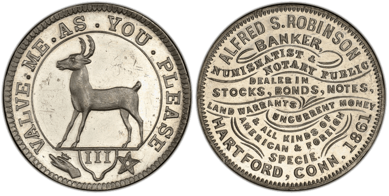 1861 Token R-CT-HA-15, Alfred Robinson
