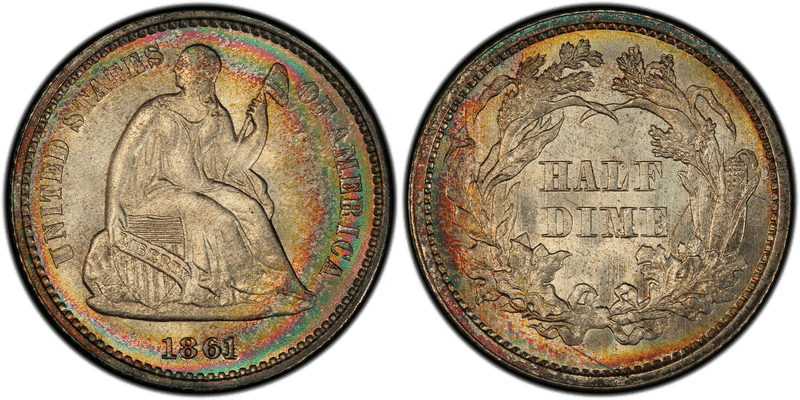 1861 Seated Liberty Half Dime