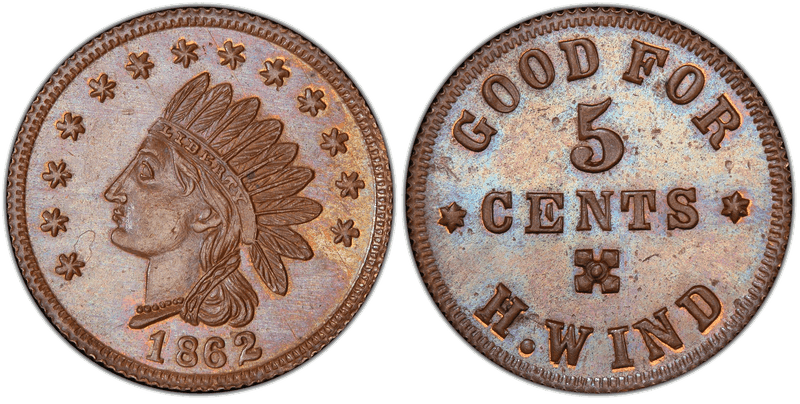 (1862) Civil War Store Card F-320A-1a, H. Wind PA