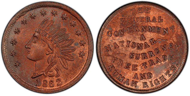 (1862) Copper Civil War Patriotic Token F-57/467a, The Federal Government