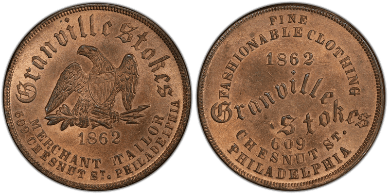 (1862) Copper-Nickel Civil War Store Card F-750T-1d, Granville Stokes OH