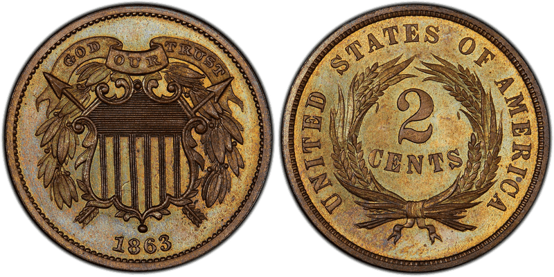 1863 Proof Two Cent Pattern - J-315