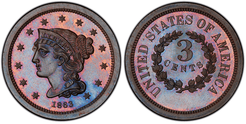 1863 Three Cent Patterns