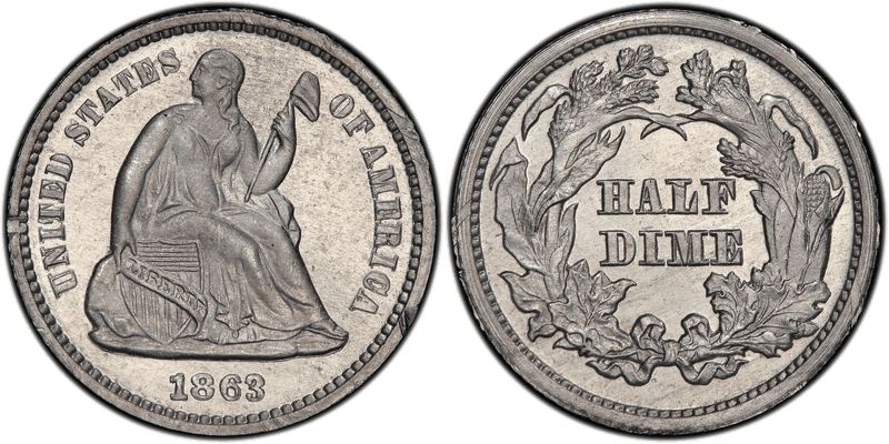 1863 Proof Half Dime Pattern - J-324
