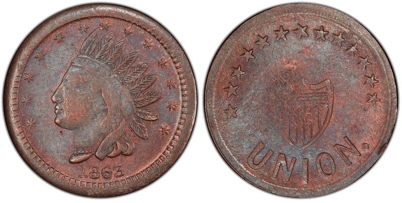 (1863) Copper Civil War Store Card F-102A/345Aa, Union
