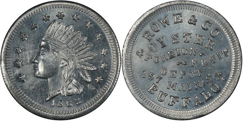 (1863) Zinc Civil War Store Card F-1050-2i, Rowe & Co NY