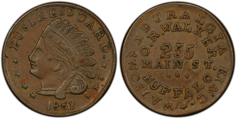 (1863) Copper Civil War Store Card F-105R-1a, C.R. Walker NY