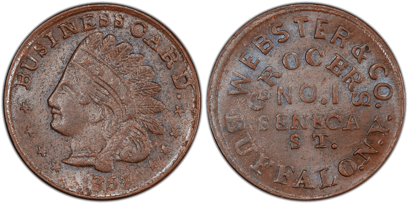 (1863) Copper Civil War Store Card F-105S-1a, Webster & Co. NY
