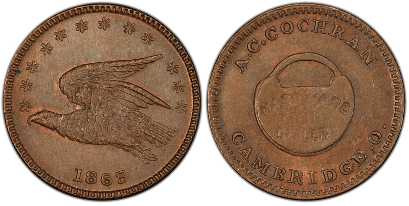 (1863) Copper Civil War Store Card F-115A-1a, A.C. Cochran OH