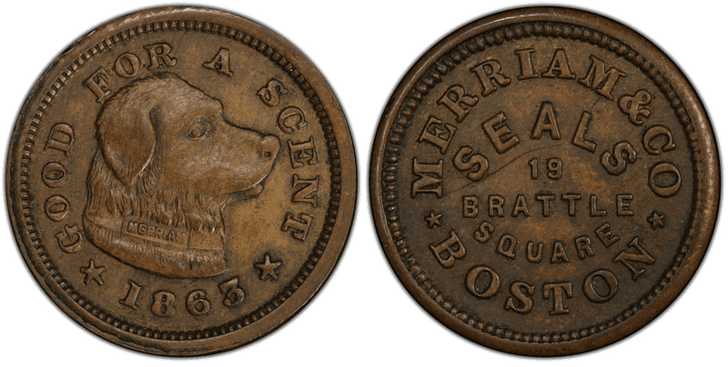 (1863) Civil War Store Card F-115D-3b, Merriam & Co. MA