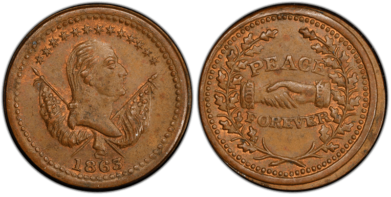 (1863) Civil War Patriotic Token F-118/418a, Peace Forever