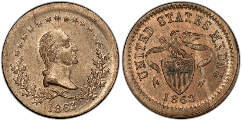 (1863) Copper-Nickel Civil War Patriotic Token F-119/199d, United States Medal