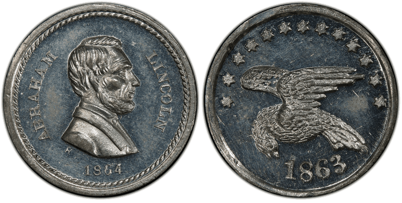 (1863) White Metal Civil War Patriotic Token F-129/282e, Abraham Lincoln