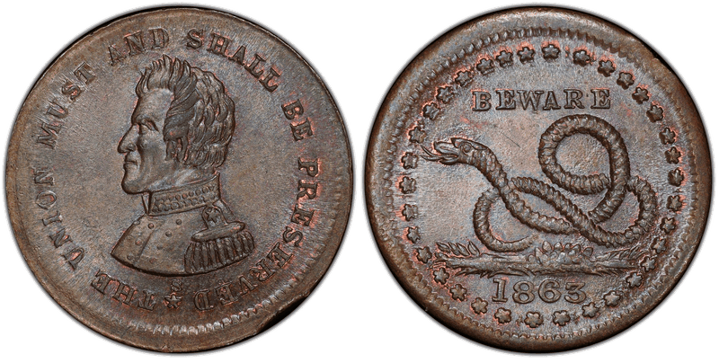 (1863) Civil War Patriotic Token F-136/397a, Union Must Be Preserved