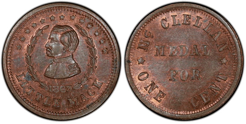 (1863) Copper Civil War Patriotic Token F-140/394a, Little Mack