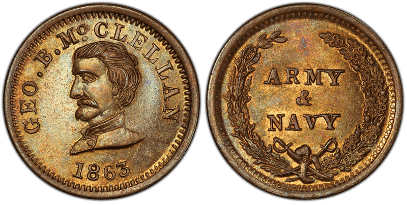 (1863) Brass Civil War Patriotic Token F-141/307b, Geo. B. McClellan