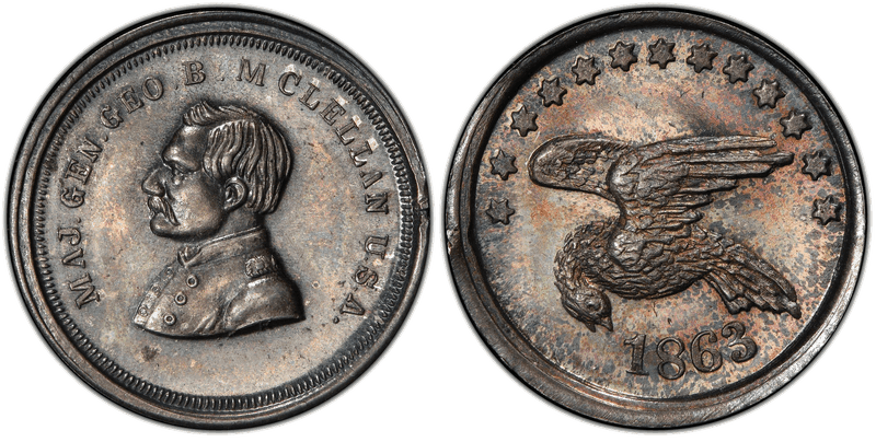 (1863) Silver Civil War Patriotic Token F-142/282f, Maj. Gen. Geo. B. McClellan