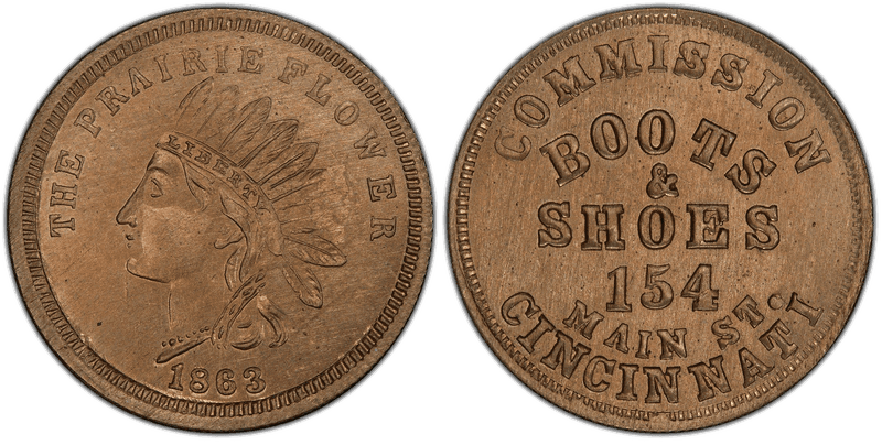 (1863) Copper-Nickel Civil War Store Card F-165AA-5d, Commission Boots & Shoes OH