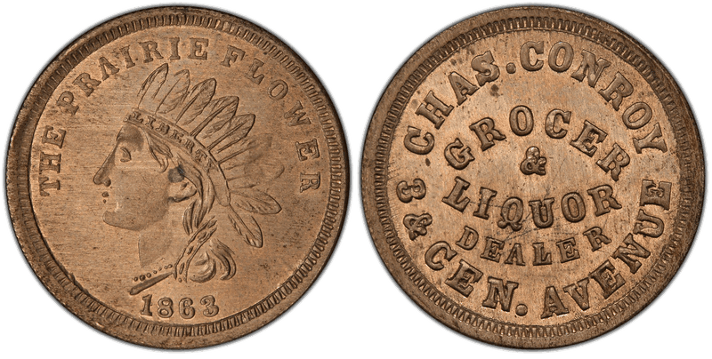 (1863) Copper-Nickel Civil War Store Card F-165AC-6d, Chas. Conroy OH