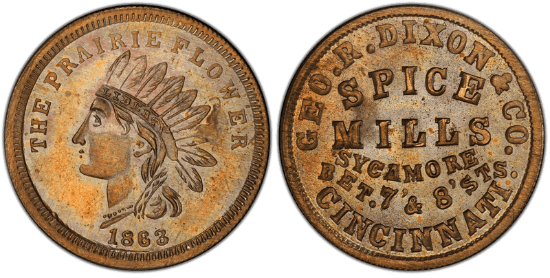 (1863) Copper-Nickel Civil War Store Card F-165AH-9d, Geo. R. Dixon & Co. OH