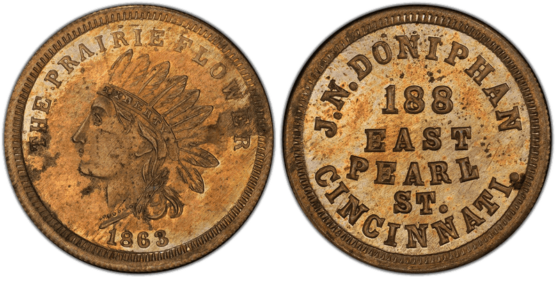 (1863) Copper-Nickel Civil War Store Card F-165AI-5d, J.N. Doniphan OH