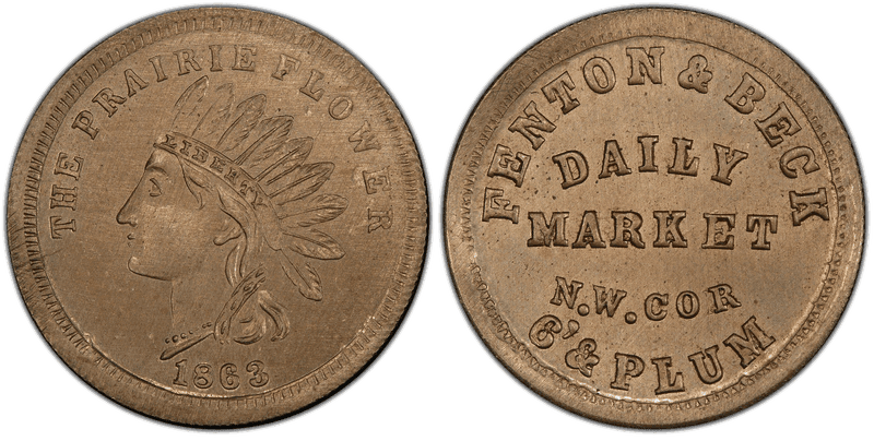 (1863) Copper-Nickel Civil War Store Card F-165AN-5d, Fenton & Beck OH