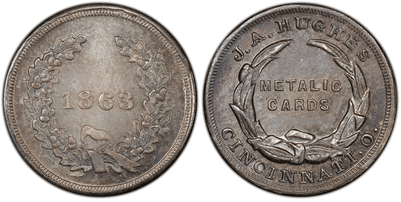 (1863) Silver Civil War Store Card F-165BZ-2f, J.A. Hughes OH