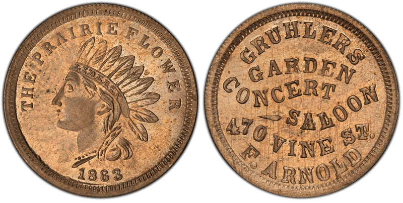 (1863) Copper-Nickel Civil War Store Card F-165E-7d, Gruhlers OH