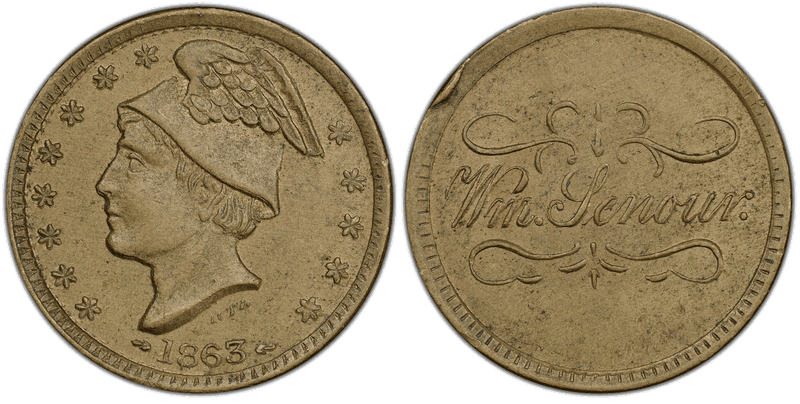(1863) Copper-Nickel Civil War Store Card F-165FM-2d, Wm. Senour OH