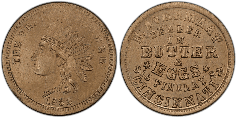 (1863) Copper-Nickel Civil War Store Card F-165G-7d, H. Avermaat OH