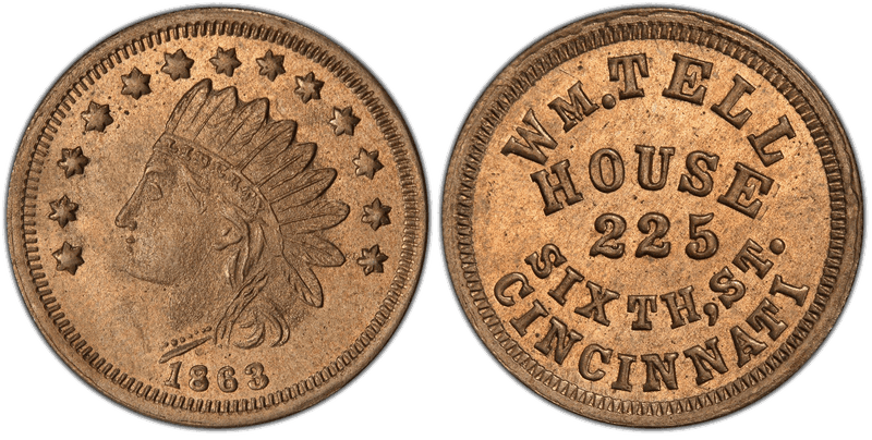 (1863) Copper-Nickel Civil War Store Card F-165GA-5d, Wm. Tell OH