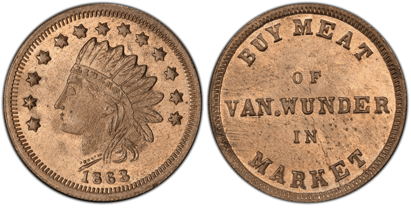 (1863) Copper-Nickel Civil War Store Card F-165GC-11d, Van. Wunder OH