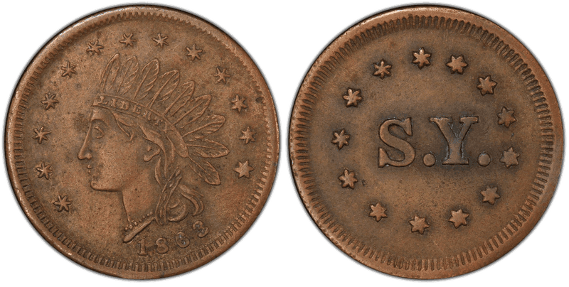 (1863) Copper Civil War Store Card F-165GU-4a, S.Y. OH