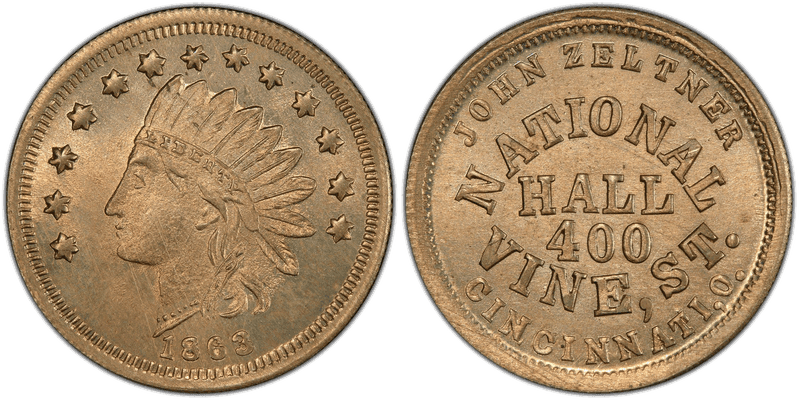 (1863) Copper-Nickel Civil War Store Card F-165GY-7d, John Zeltner OH