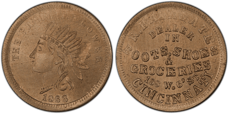 (1863) Copper-Nickel Civil War Store Card F-165J-5d, R. Bathgate OH