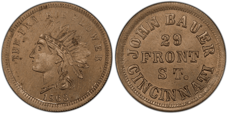 (1863) Copper-Nickel Civil War Store Card F-165K-11d, John Pauer OH
