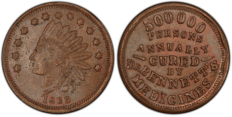 (1863) Copper Civil War Store Card F-165N-10a, Dr. Bennett's OH