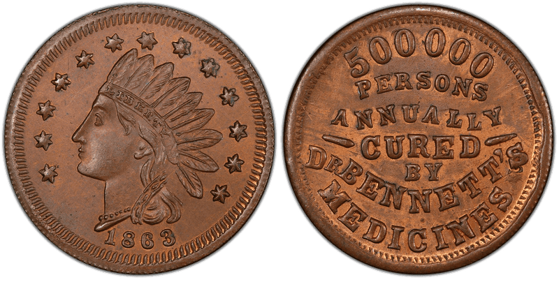 (1863) Copper Civil War Store Card F-165N-15a, Dr. Bennett's OH