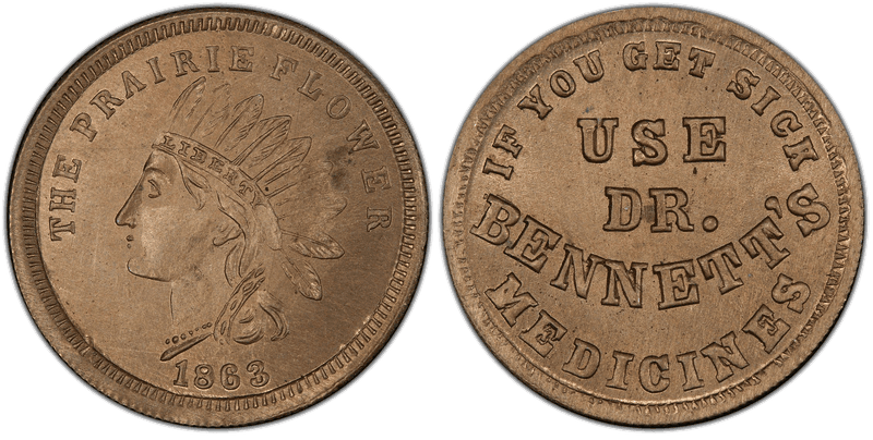 (1863) Copper-Nickel Civil War Store Card F-165N-32d, Dr. Bennett's OH