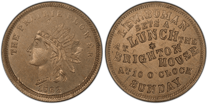 (1863) Copper-Nickel Civil War Store Card F-165R-26d, Lew. Boman OH