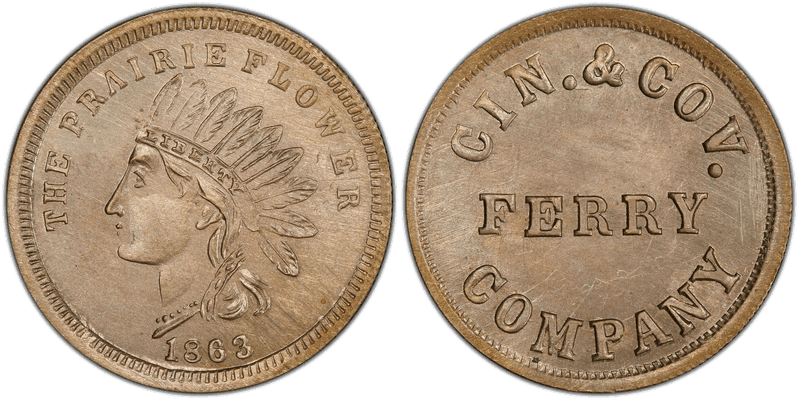 (1863) Copper-Nickel Civil War Store Card F-165W-8d, Cin. & Cov. OH
