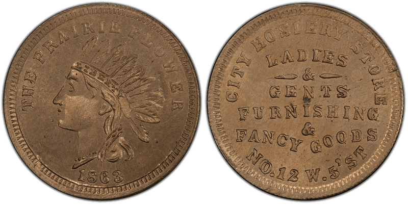 (1863) Copper-Nickel Civil War Store Card F-165X-5d, City Hoisery Store OH