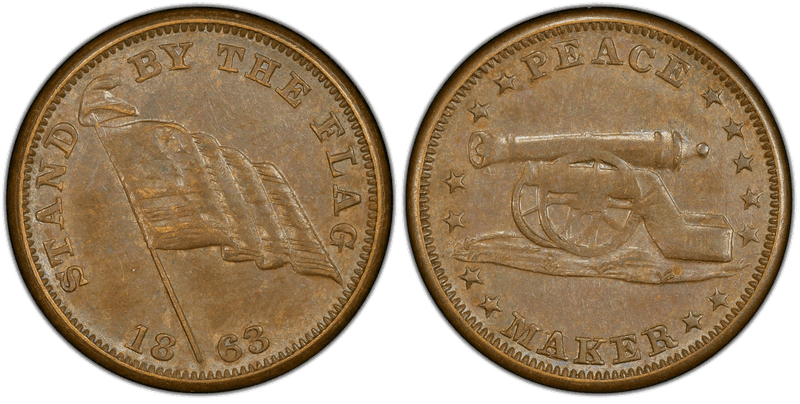 (1863) Civil War Patriotic Token F-169/213a, Peace Maker