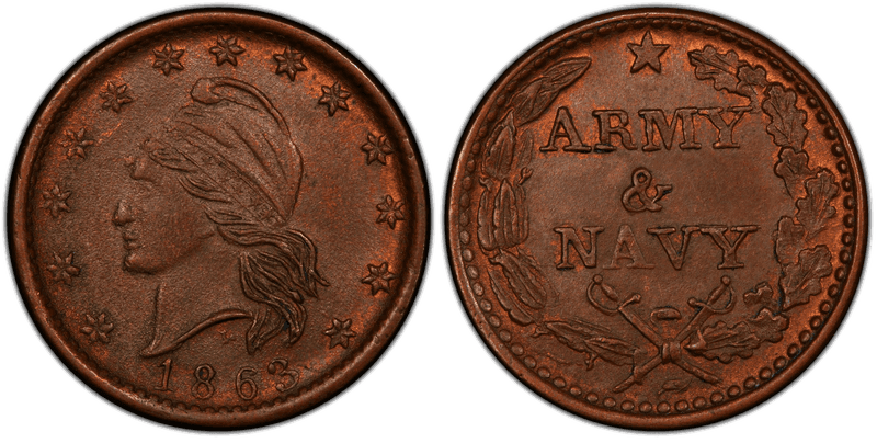(1863) Civil War Patriotic Token F-16/300a, Army & Navy
