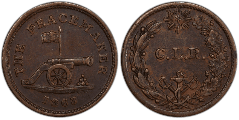 (1863) Copper Civil War Patriotic Token F-171/428a, Peacemaker-C.L.R.