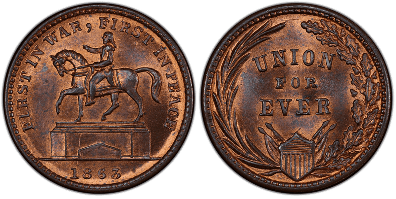 (1863) Copper Civil War Patriotic Token F-174/272a, First In War, First In Peace