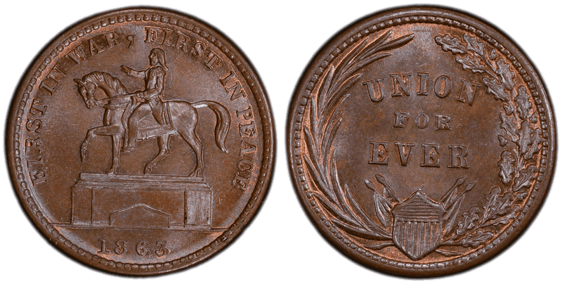 (1863) Civil War Patriotic Token F-174/272a, First In War, First In Peace