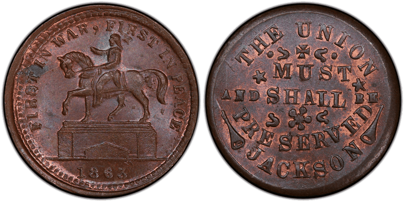 (1863) Civil War Patriotic Token F-175/400a, Washington
