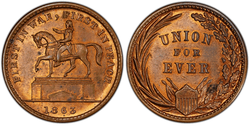 (1863) Civil War Patriotic Token F-176/271a, First in War, First in Peace