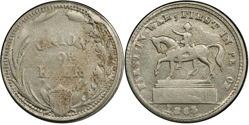 1863 Token F-177/271j GW-641 German-Silver Equestrian - Union Forever Patriotic